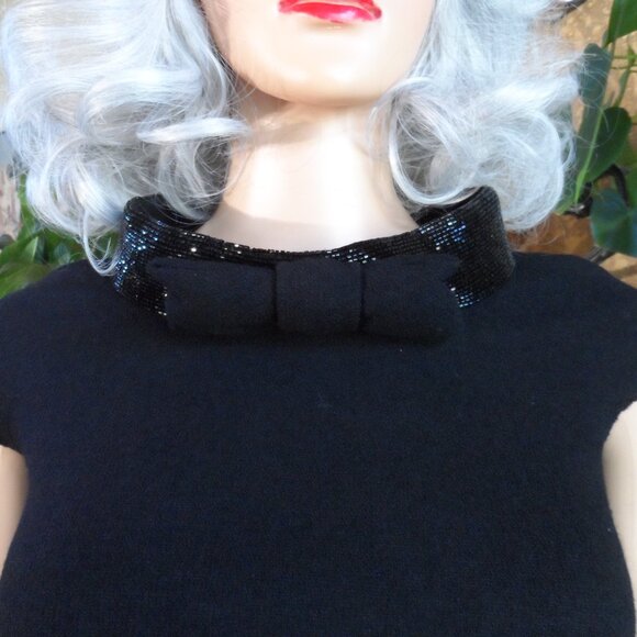 New Moschino CheapandChic Black Sheath Dress w. Beaded Stand Up Collar Size 4 - Picture 6 of 16